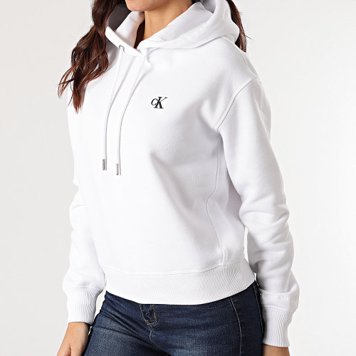Sweat Capuche Femme CK Embroidery 3178 Blanc