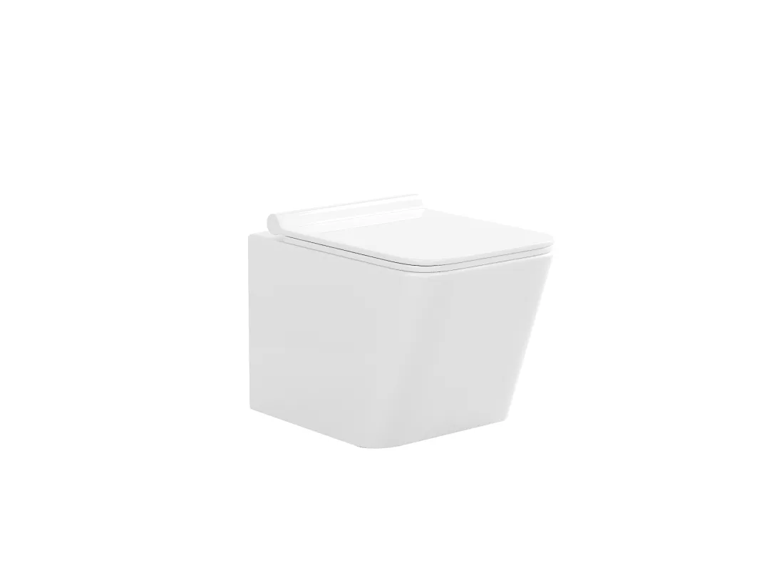 Pack WC suspendu blanc avec bâti-support et plaque de déclenchement blanche ronde - CLEMONA