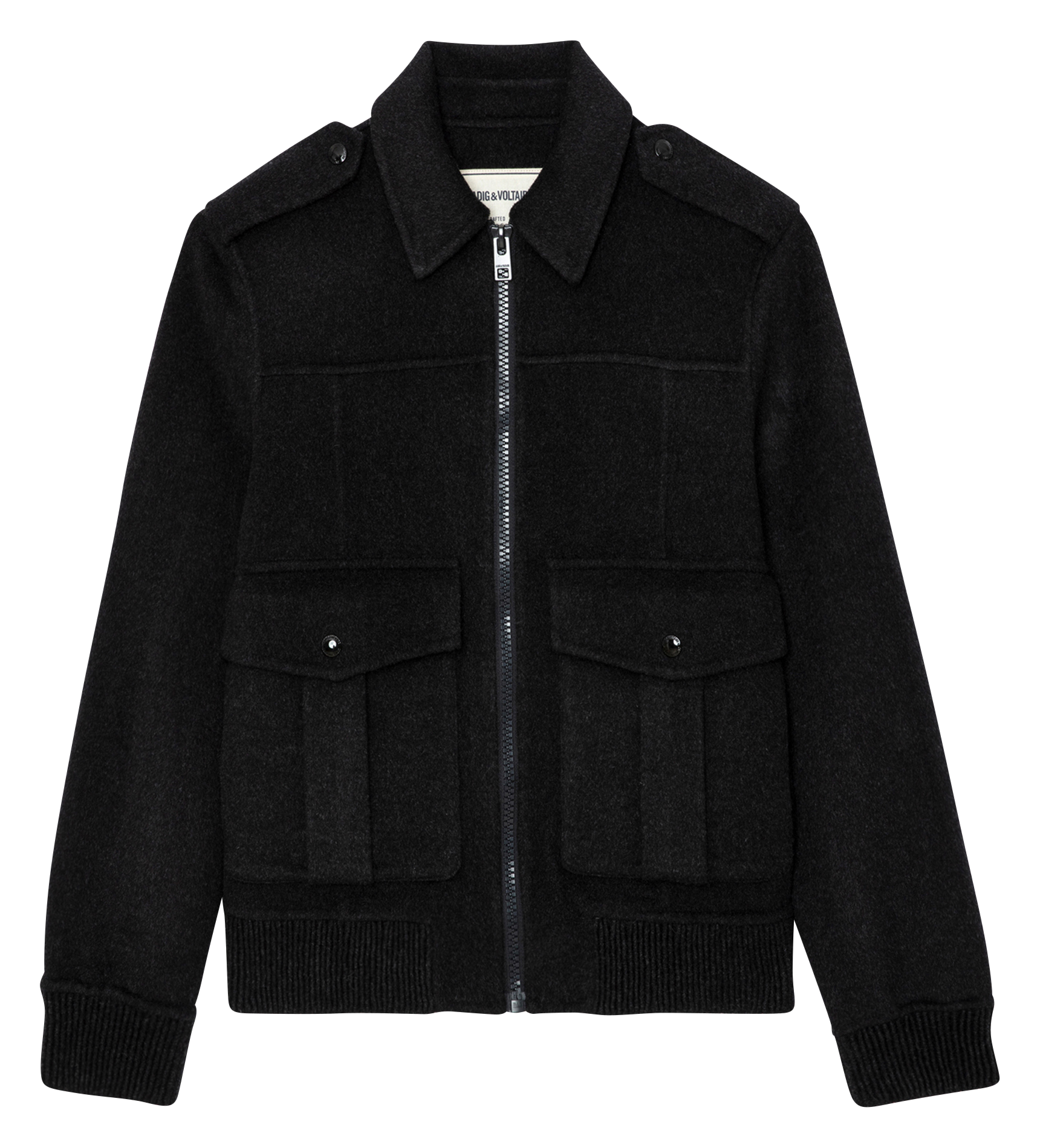 LUKA - Blouson droit en laine et cachemire | Gris