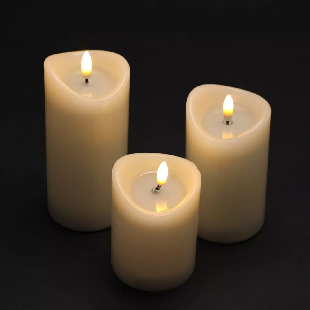 Lot de 3 bougies LED (H10 cm) Vouy Ivoire