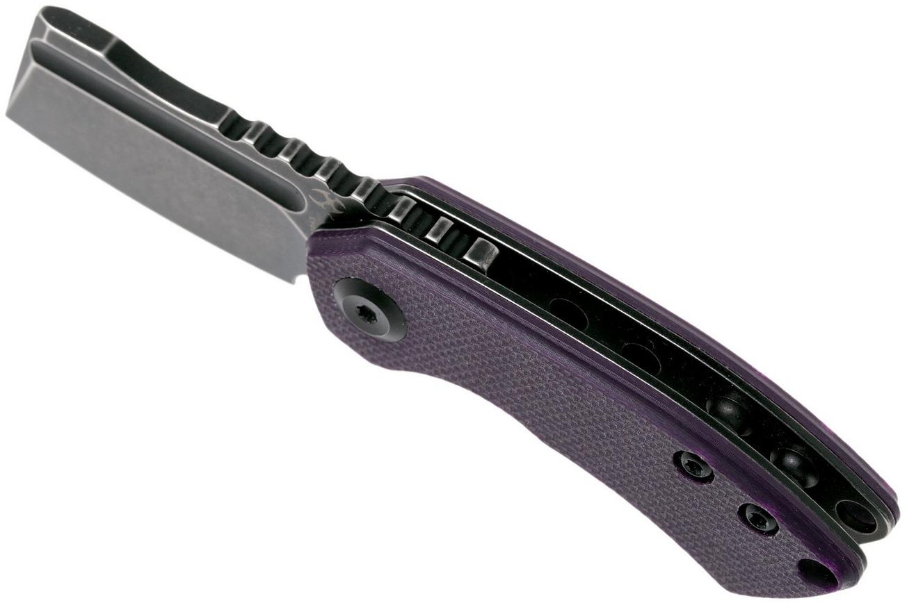 Kansept Mini Korvid T3030A3 Blackwashed, Purple G10 zakmes, Justin Koch design