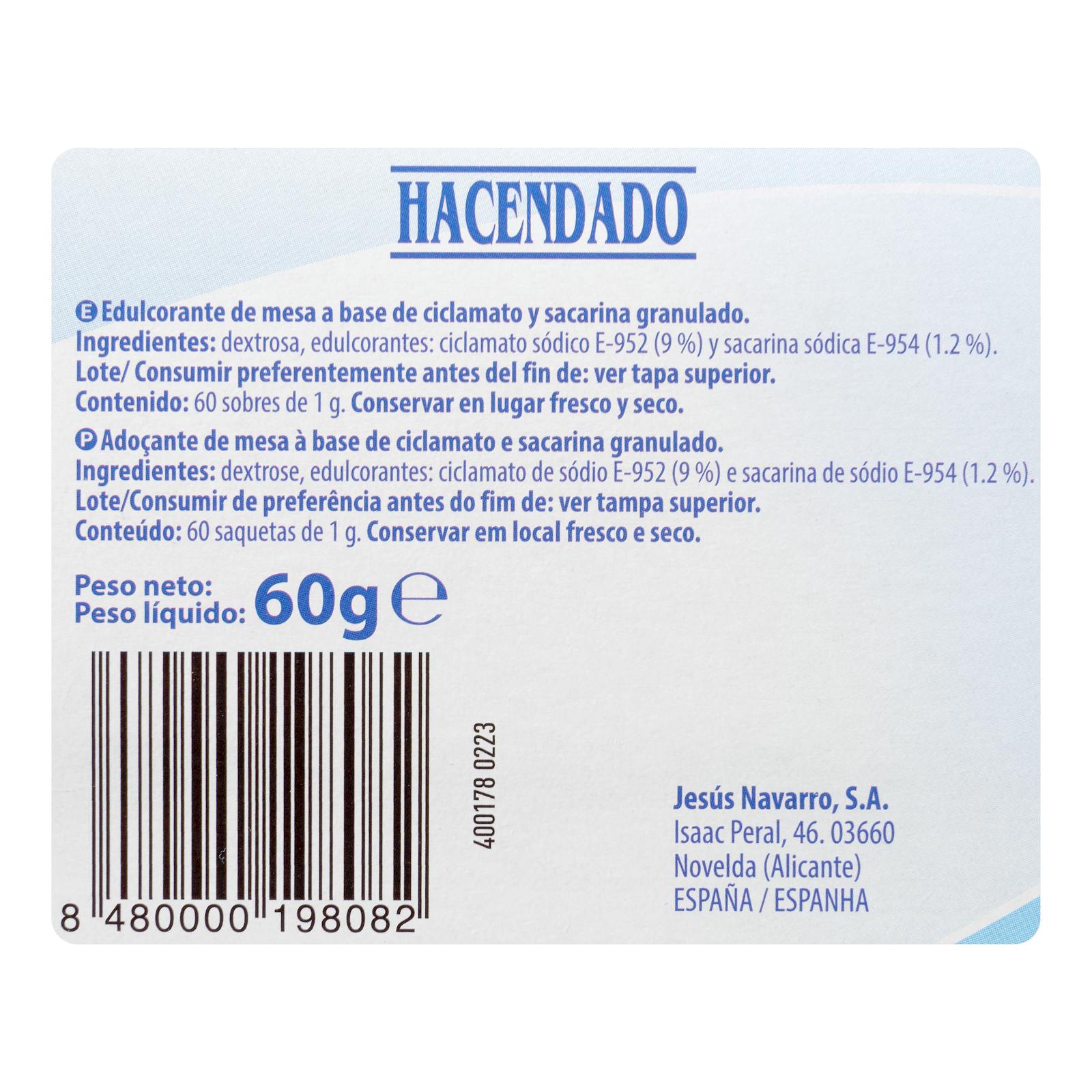 Édulcorant à la saccharine Hacendado en sachets