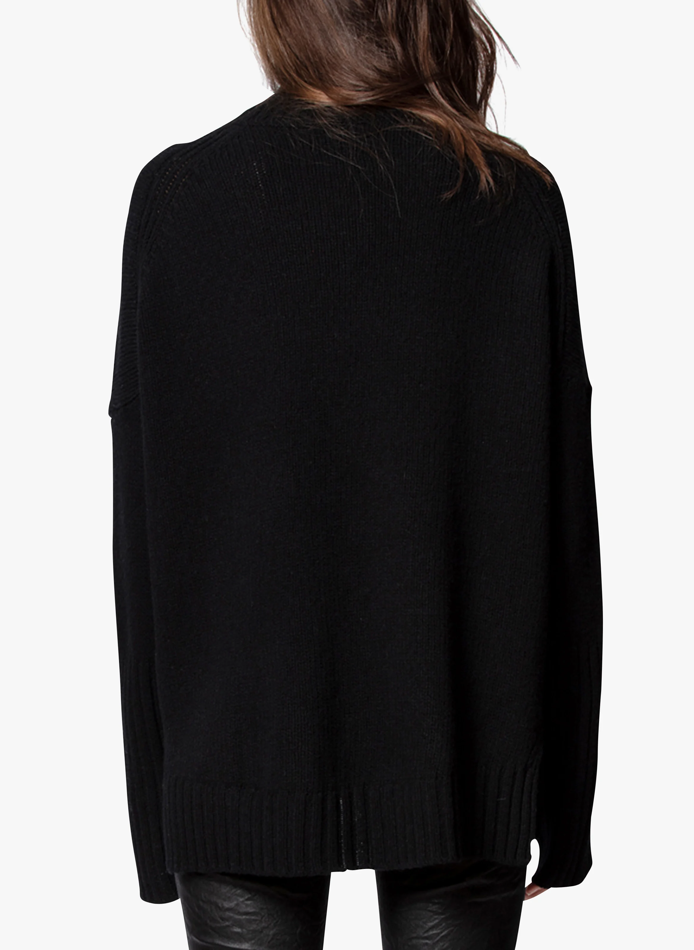 ALMA - Pull col roulé à message en laine mérinos | Noir