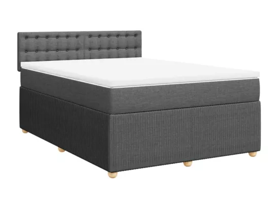 Sommier à lattes de lit avec matelas Gris foncé 160x200cm Tissu