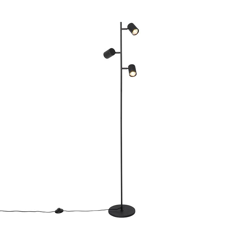 Smart vloerlamp zwart 3-lichts incl. 3 Wifi GU10 50mm - Jeana
