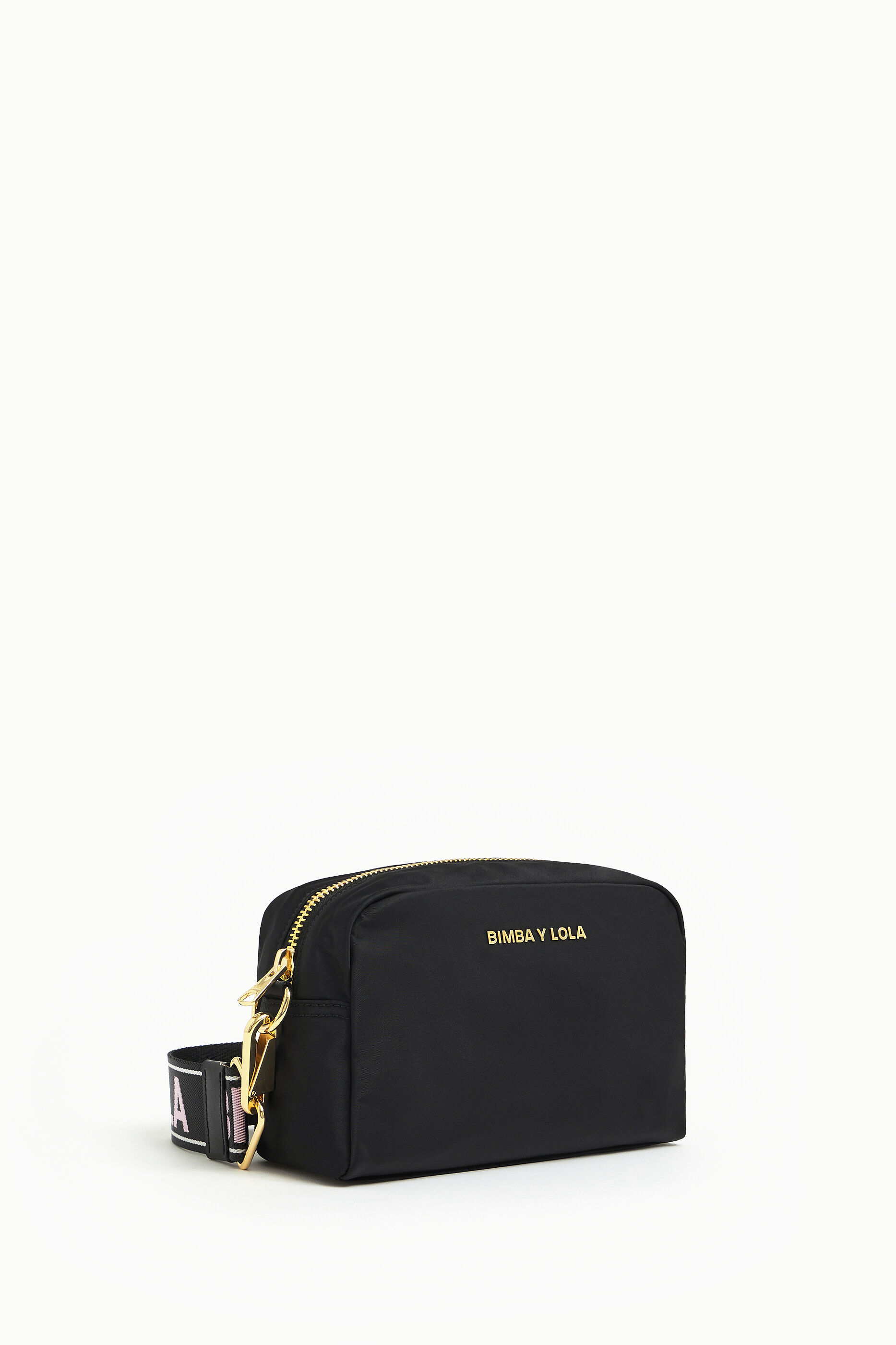 Bolsa de ombro pequena em náilon preto