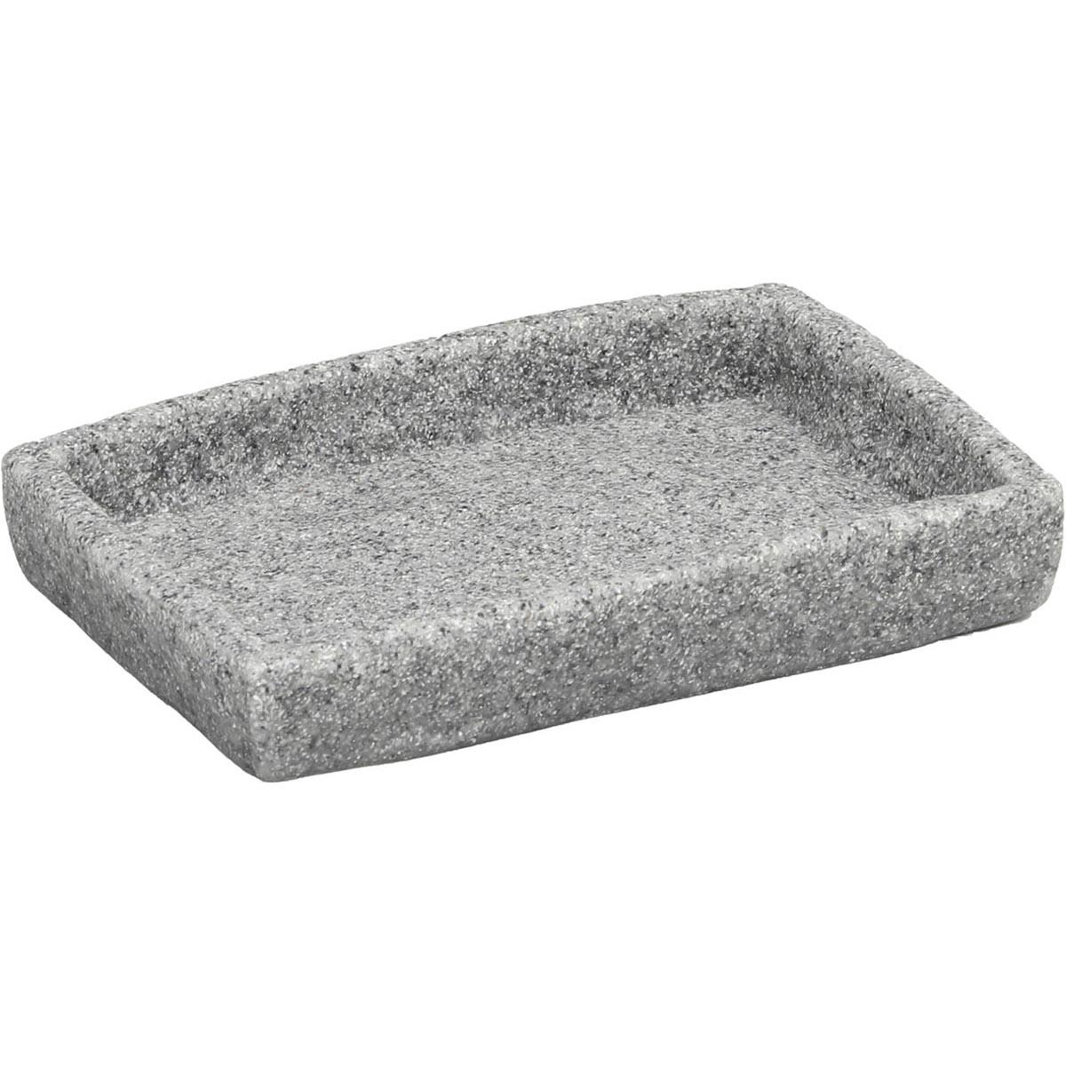 PORTE SAVON POLYRESINE RECTANGULAIRE EFFET PIERRE GRIS