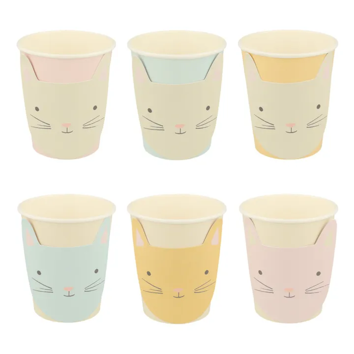 Meri Meri Gobelets Chat pastel - Set de 8