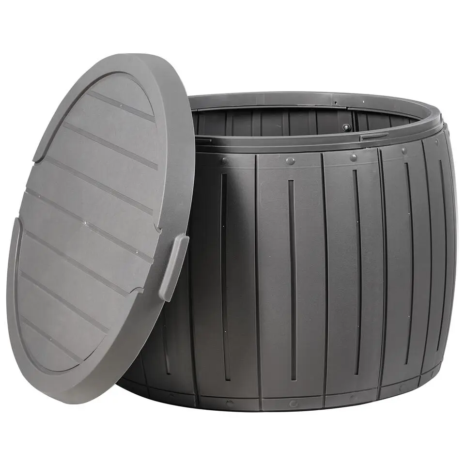 PRINOS - Kussenbox - Grijs - ⌀ 56 cm - Synthetisch materiaal