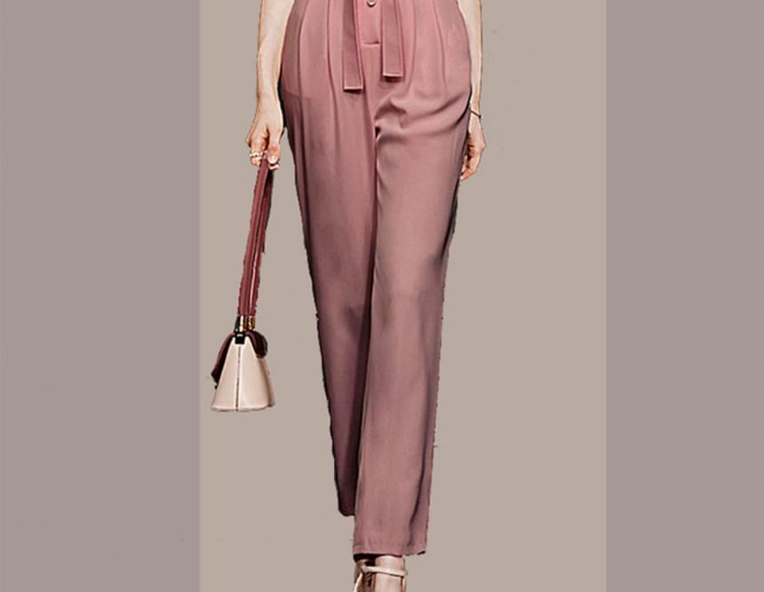 Aurora - Henley jumpsuit met korte mouwen en strik