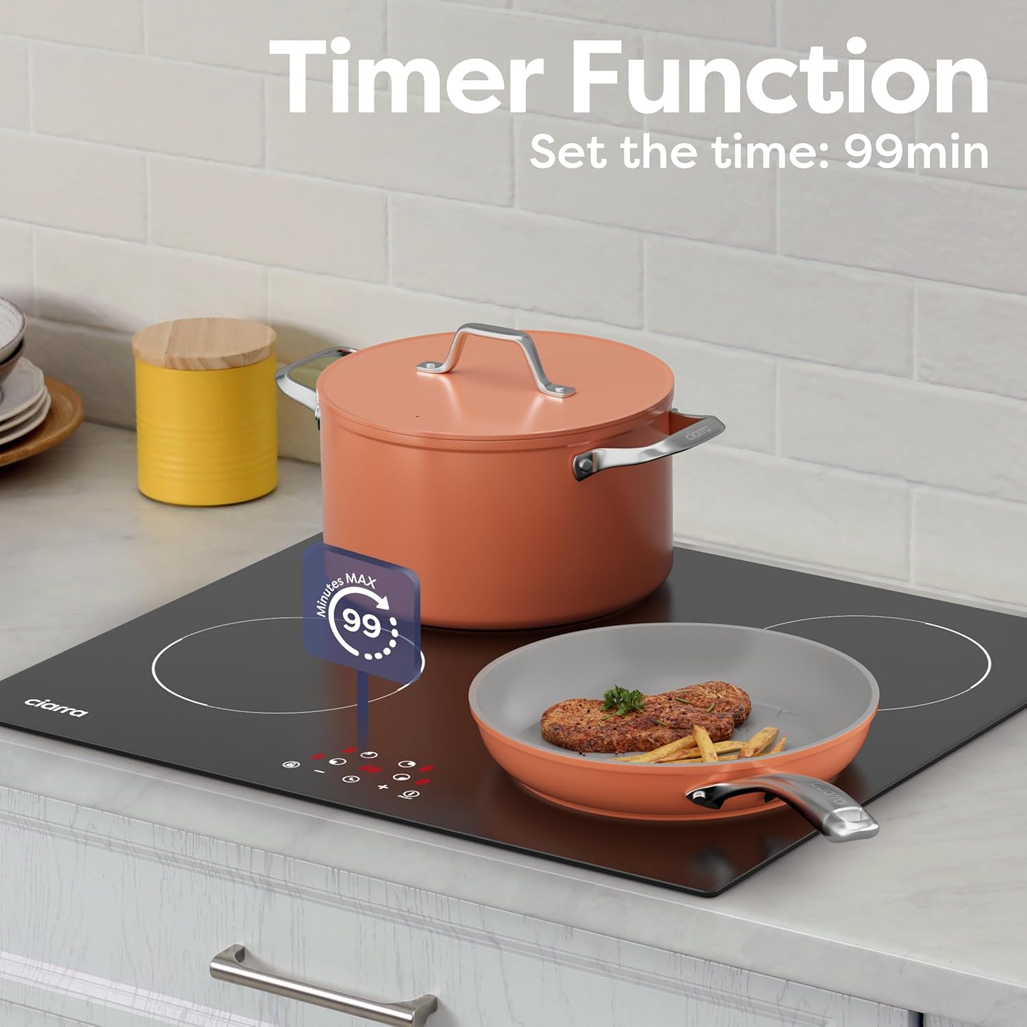 Ciarra CBBIH604-D Induktionskochfeld 60 cm 4 Zonen Einbau Touch-Bedienung Kochfeld Induktion 4 Platten 9 Leistungsstufen Timer Kindersicherung Abschaltautomatik Restwärmeanzeige