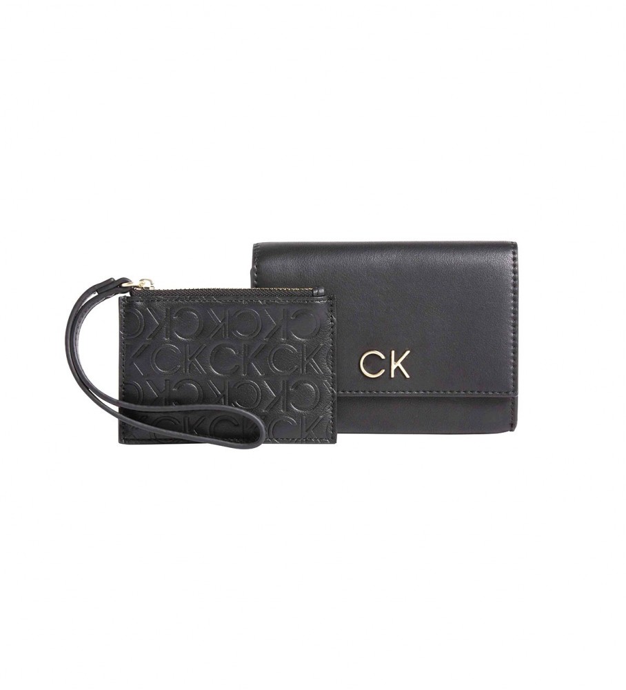 Porta-cartões e carteira dobrável Calvin Klein - Preto