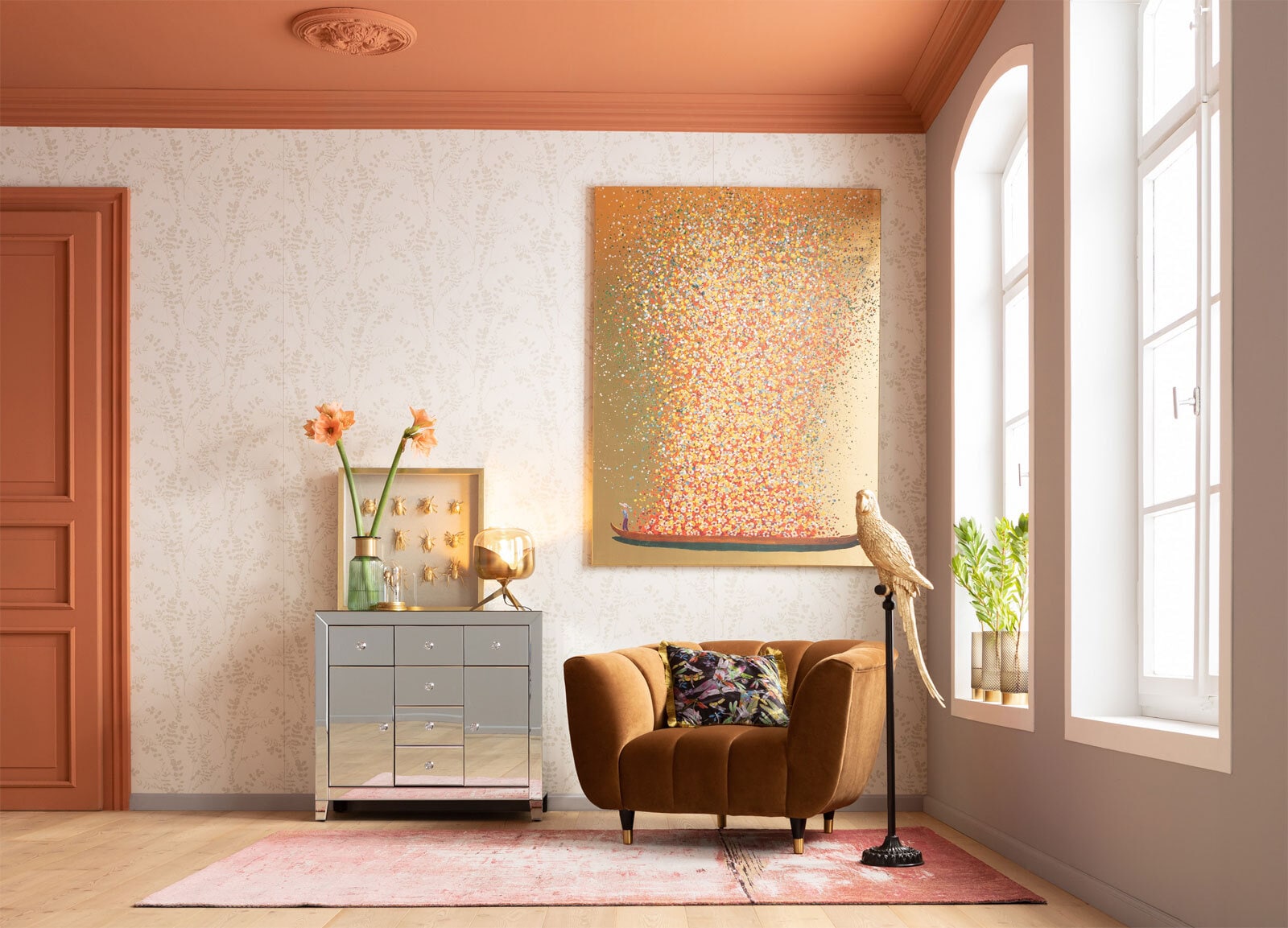 KARE DESIGN Dekofigur PARROT 116 cm Kunststoff goldfarbig