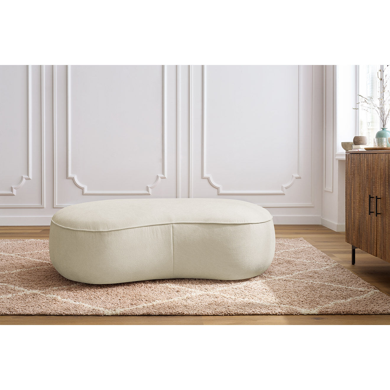Bobochic Pouf Saint-Germain tissu texturé beige - 147x90x47 cm