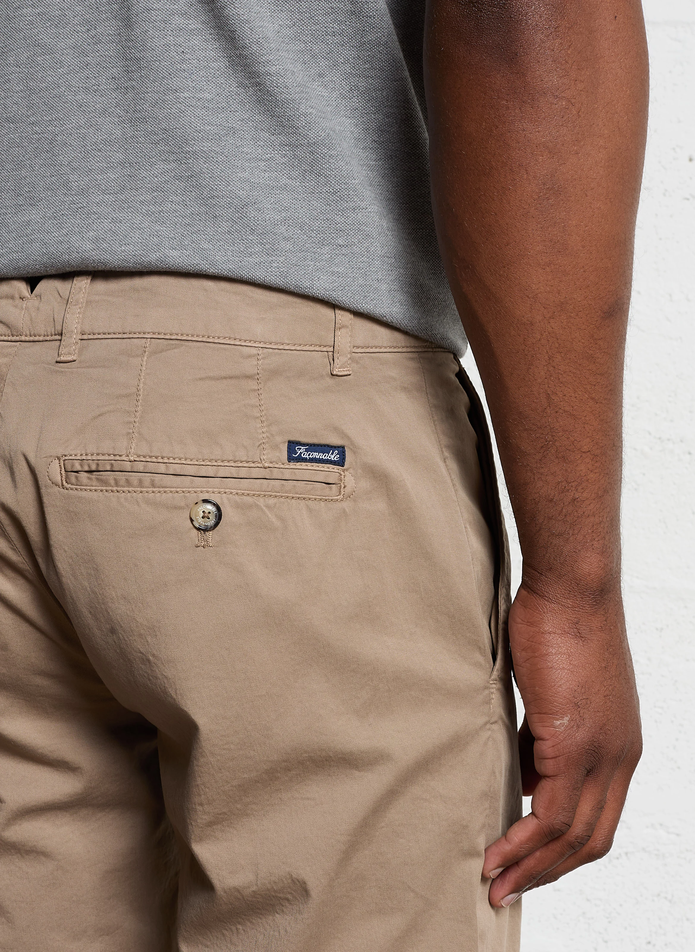 Pantalon chino en coton mélangé | Beige