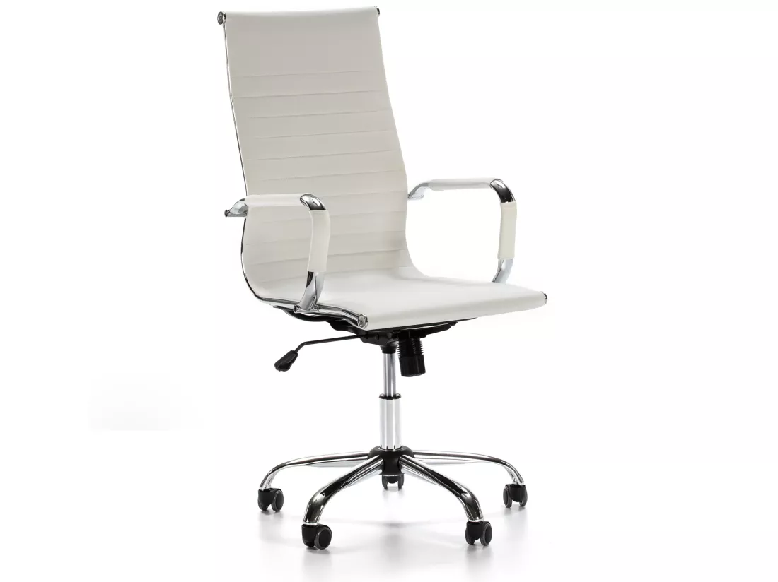 Fauteuil de Bureau Londres inclinable Blanc, Cuir synthétique