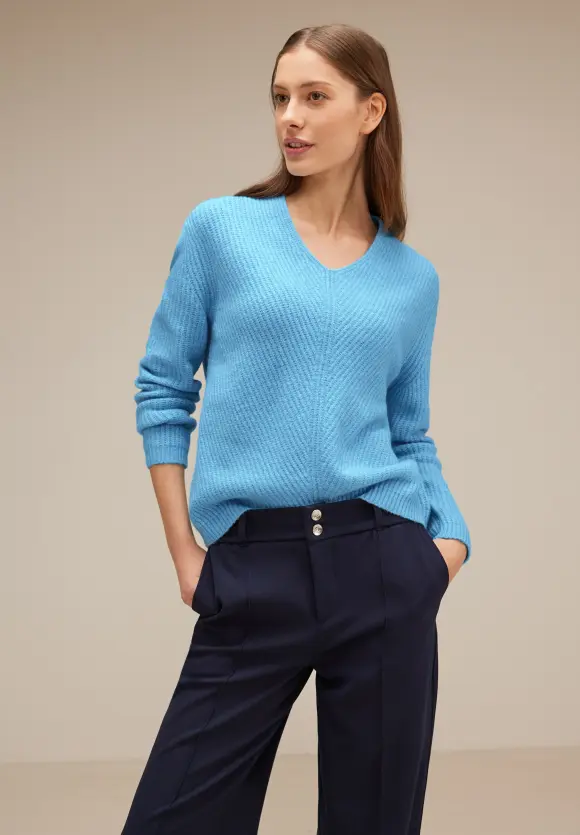 Pullover im Grobstrick - light aquamarine blue mel.