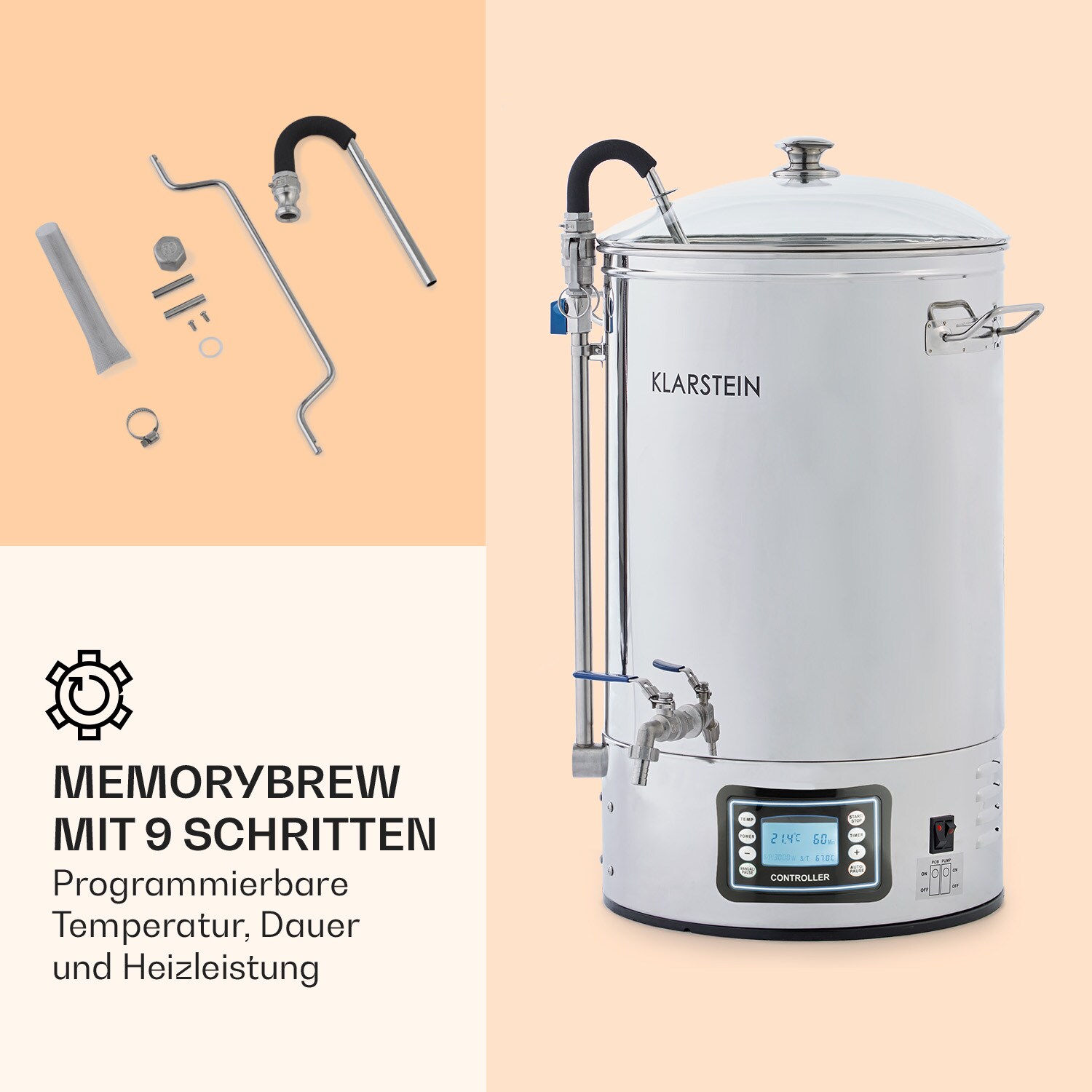 Mundschenk Maischekessel, Bierbrauanlage, 2500 W, 30 l, 9 Programme