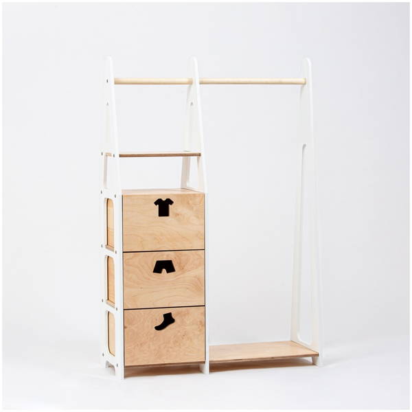 Duck WoodworksDuck Woodworks   Kindergarderobe Schubladen mit Kleiderform Griffen white