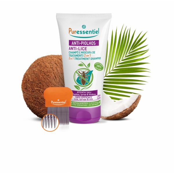 Puressentiel Anti-Piolhos Shampoo e Máscara de Tratamento 2em1 150ml   Pente