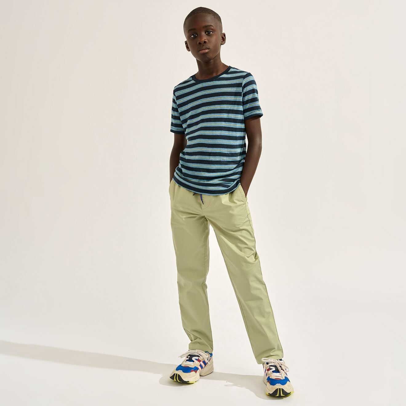 Bellerose T-Shirt 100% Lin Mogo rayé marine/bleu