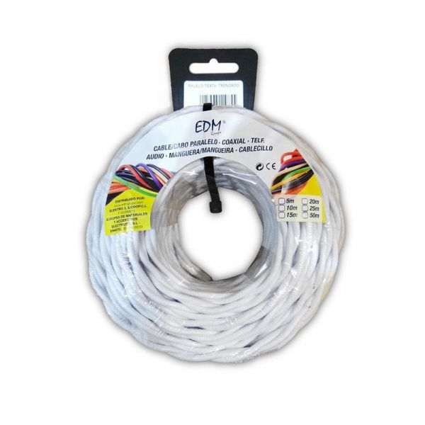 EDM Cabo Texti Trançado 2X1Mm Blanco 25Mts