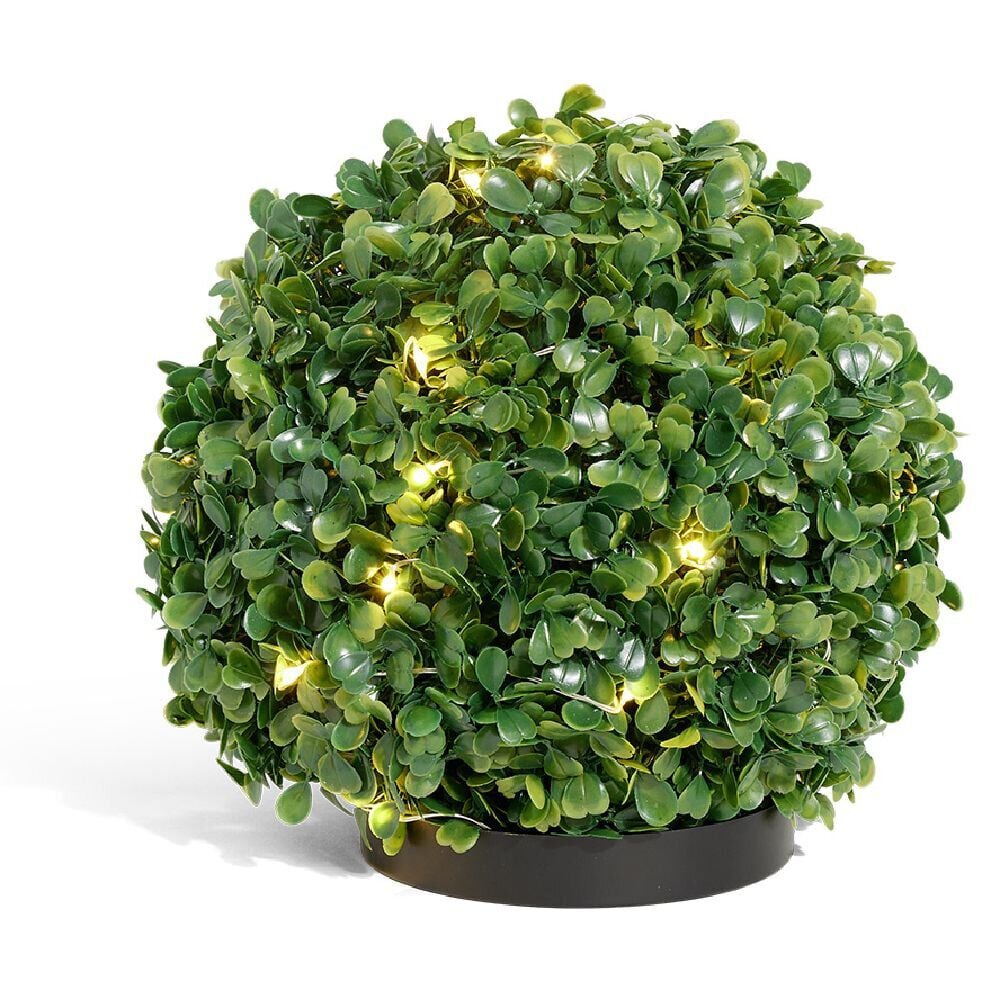 Boule feuille artificielle 35 LED blanc chaud Ø23xH20,5cm