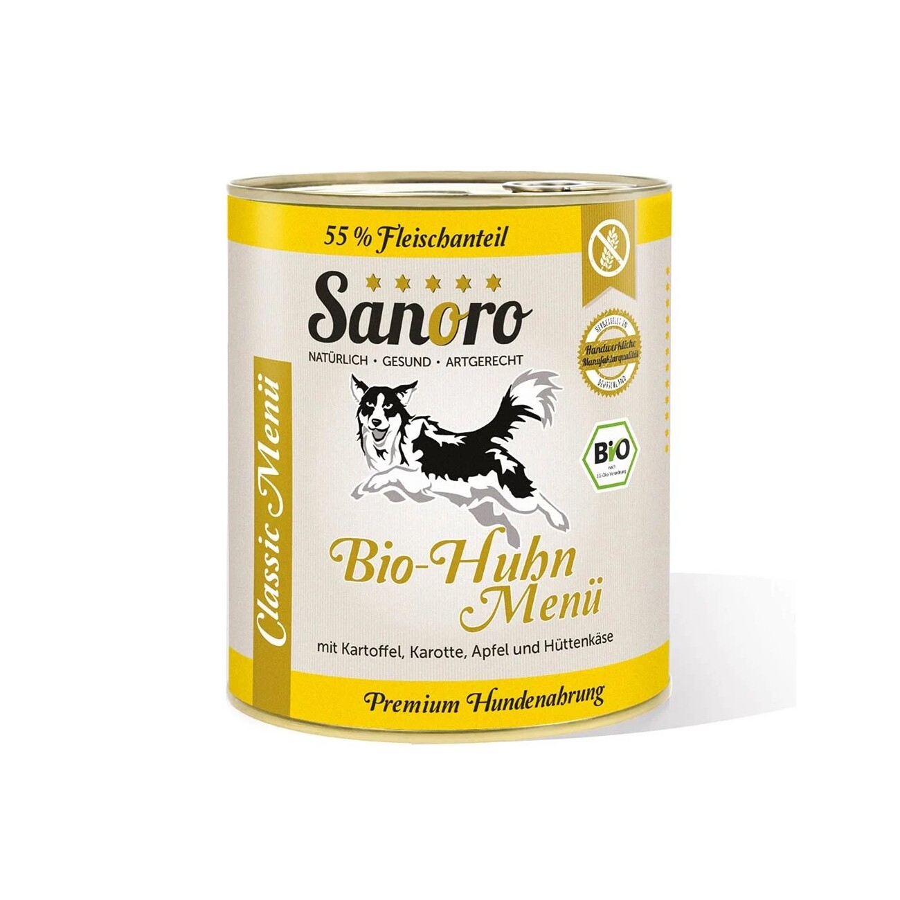 Sanoro Menü Classic vom Bio-Huhn mit 55 % Fleischanteil 6x800g