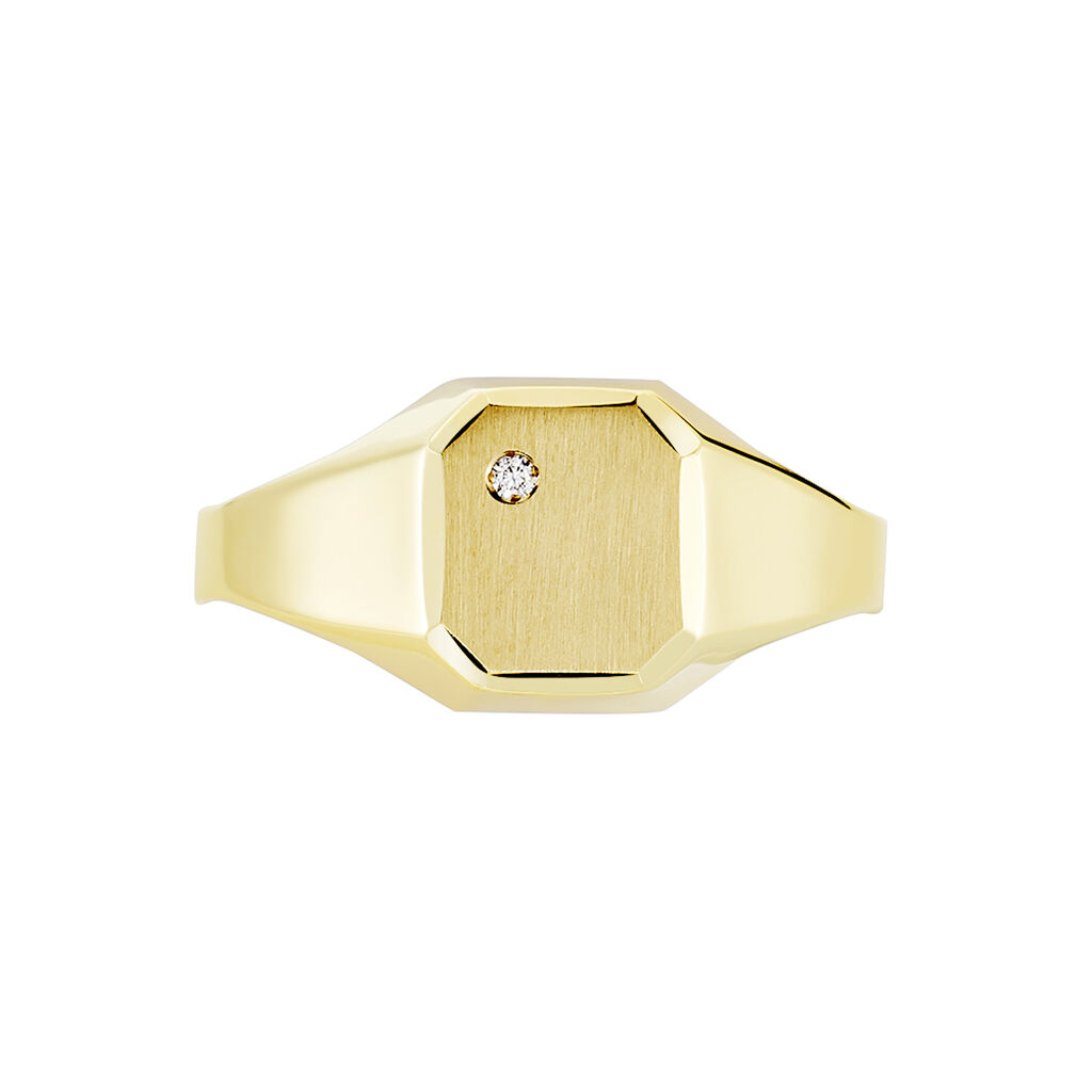 Chevalière Carree Or Jaune Oxyde De Zirconium