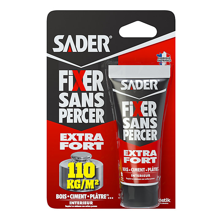 Mastic de Fixation Sader Fixer Sans Percer Extra Fort - Blanc - Tube 55ml