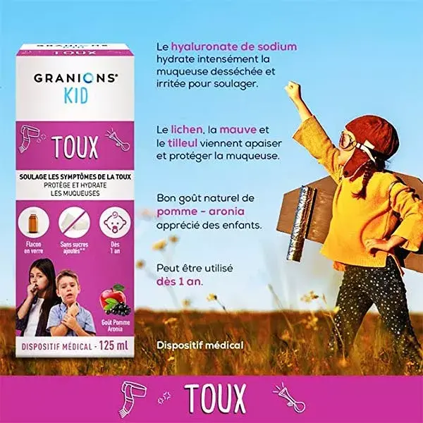 Xarope para tosse Granions Kid, sabor maçã e arônia, a partir de 1 ano de idade, 125 ml