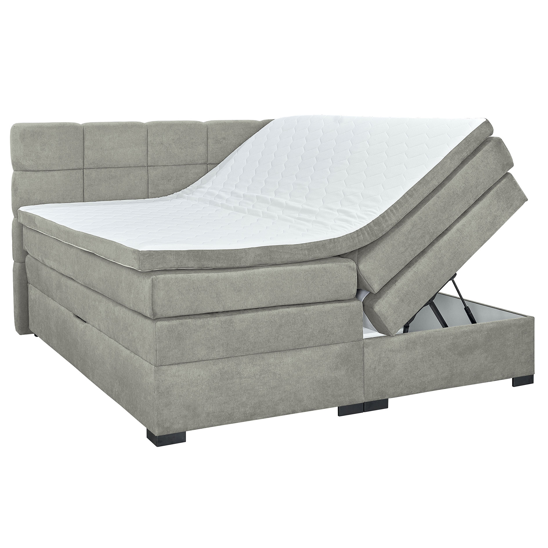 Boxspringbett - grau - mit Topper - H2 - 180x200 cm