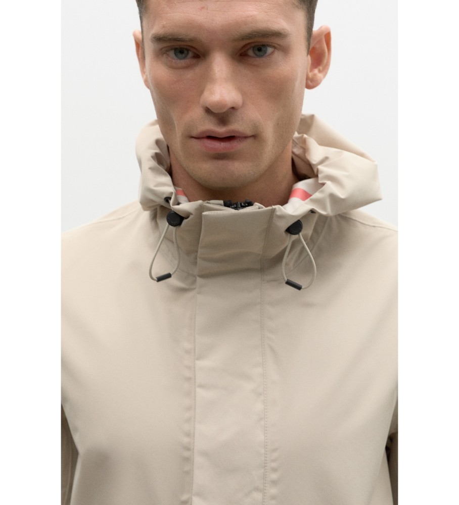 Capa de chuva masculina ECOALF Cachialf, branca areia