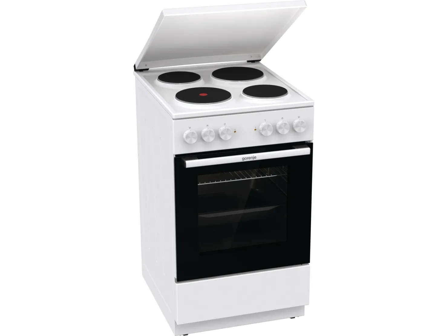 Gorenje GE5A23WH, Fritstående komfur, Hvid, Dreje, Hvid, Forseglet plade, 4 zone(s)