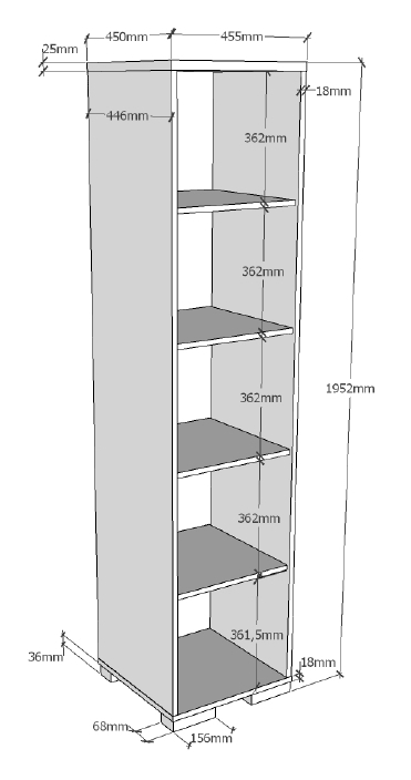 Regal LONDON - weiß - 195 cm hoch