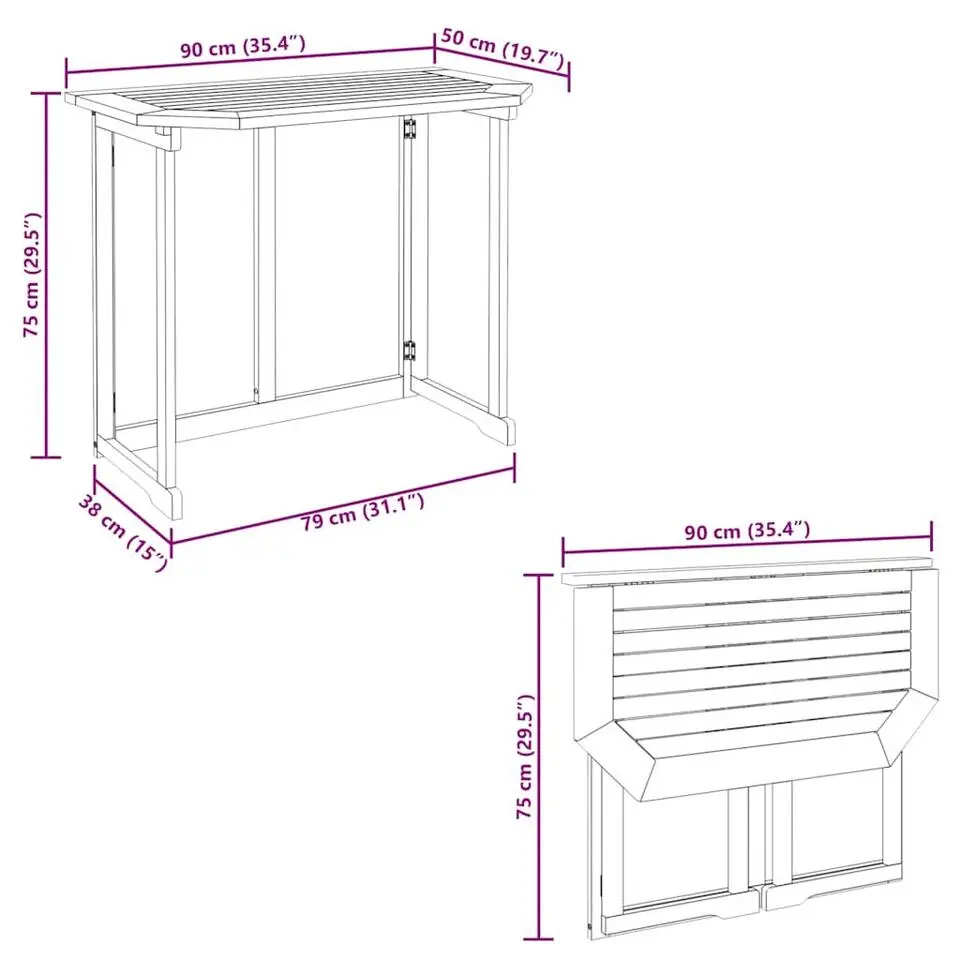 vidaXL - Balkontafel - Bruin - Hout