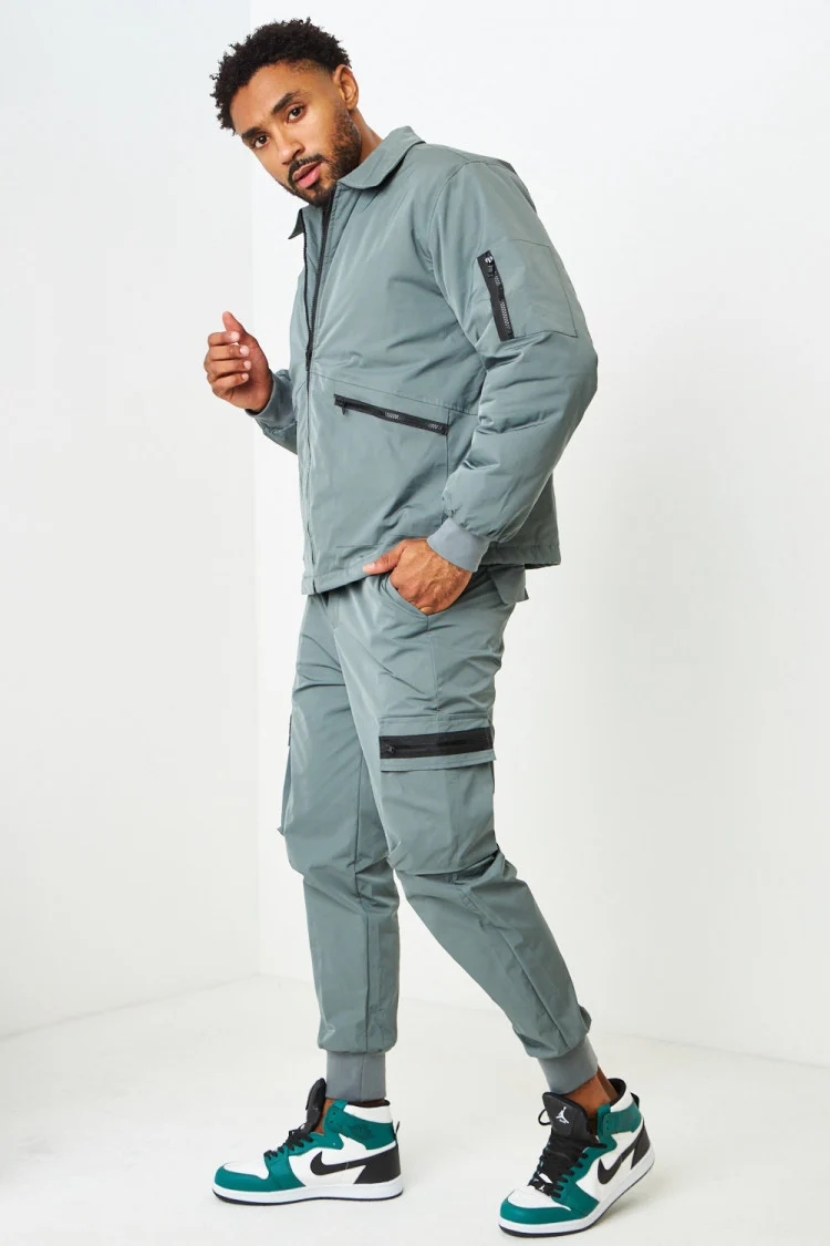 Ensemble 2 pièces blouson + pantalon de jogging gris foncé