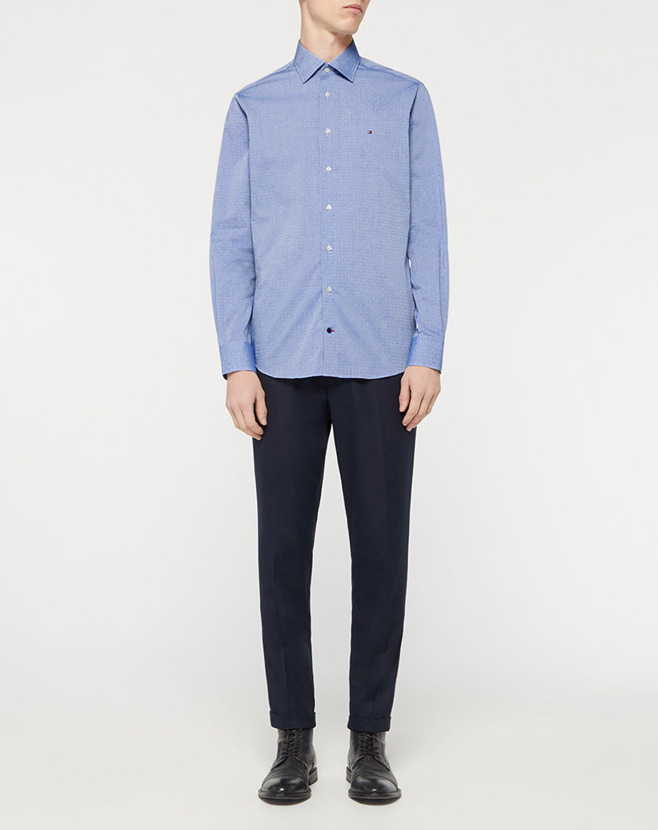 Tommy Hilfiger Chemise Regular Dobby imprimé géométrique  bleu moyen