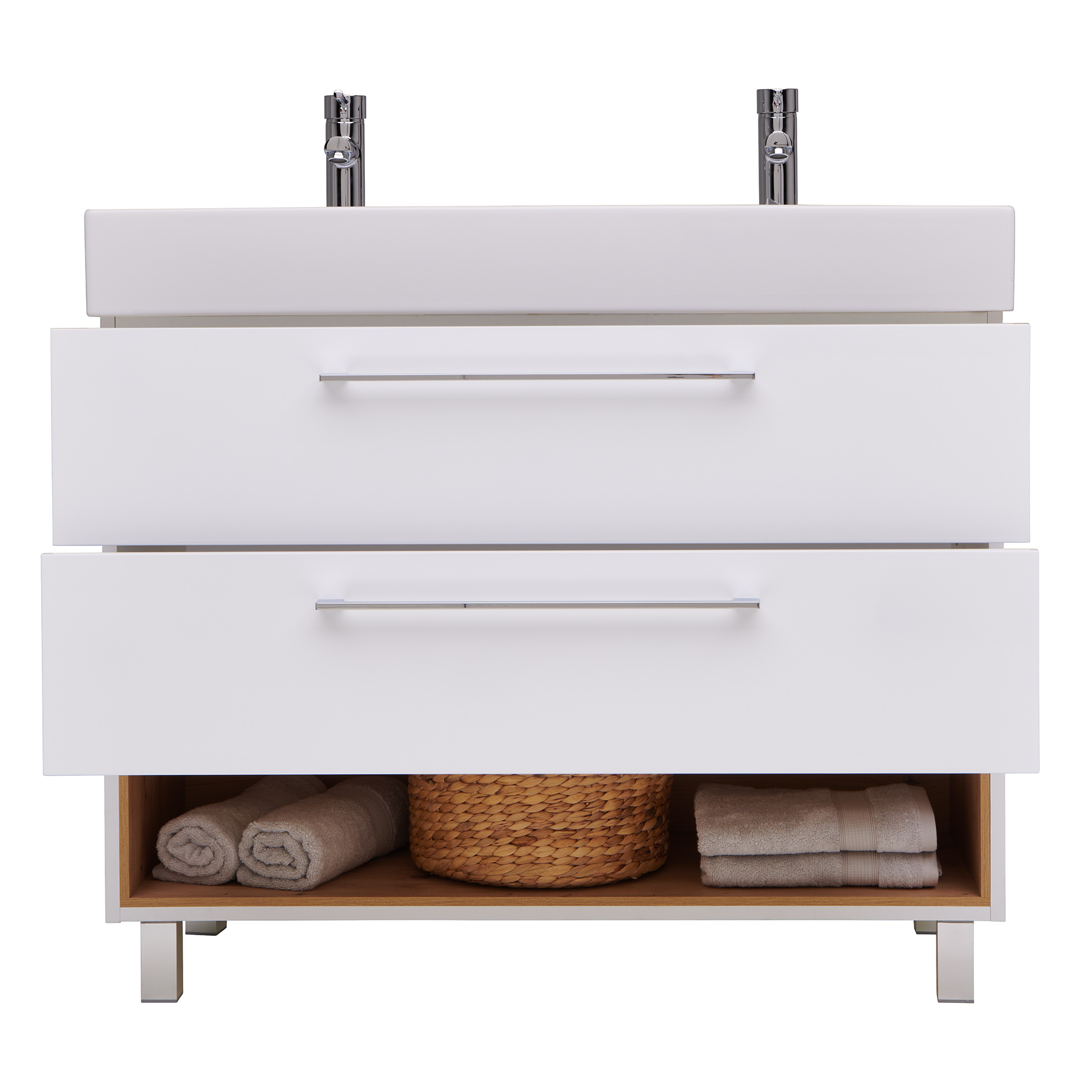 Waschbeckenunterschrank - weiß - Artisan Eiche - 100 cm