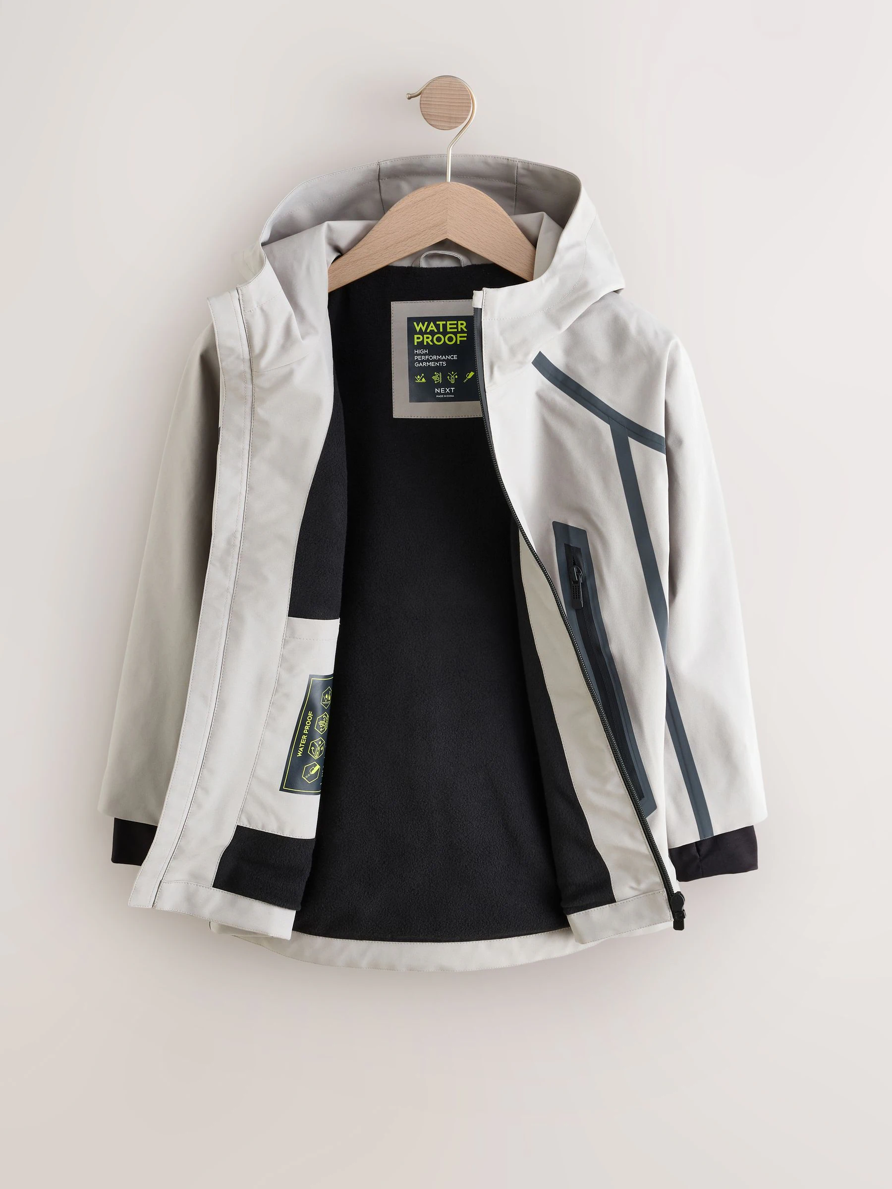 Grijs - Waterdichte reflecterende anorak met fleece voering (3-16jaar)