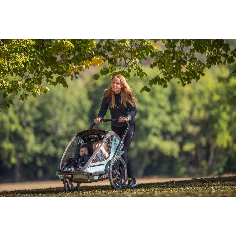hamax Kinderfahrradanhänger Cocoon Zweisitzer greenblack