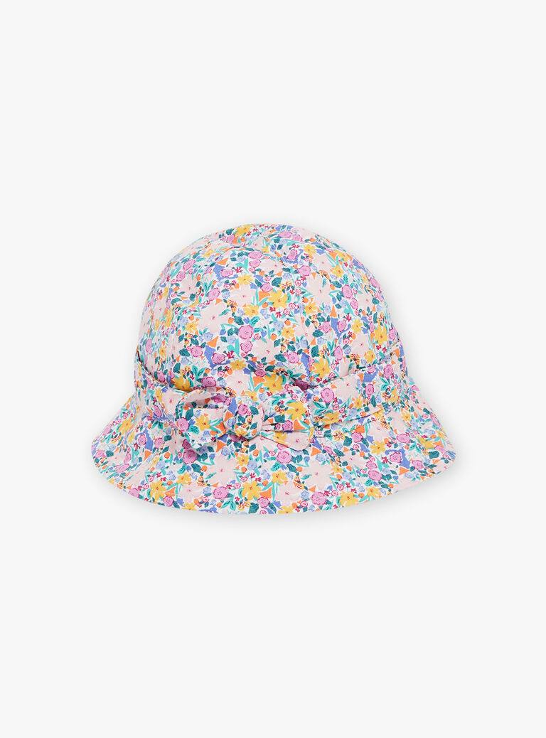Chapeau écru à imprimé fleuri