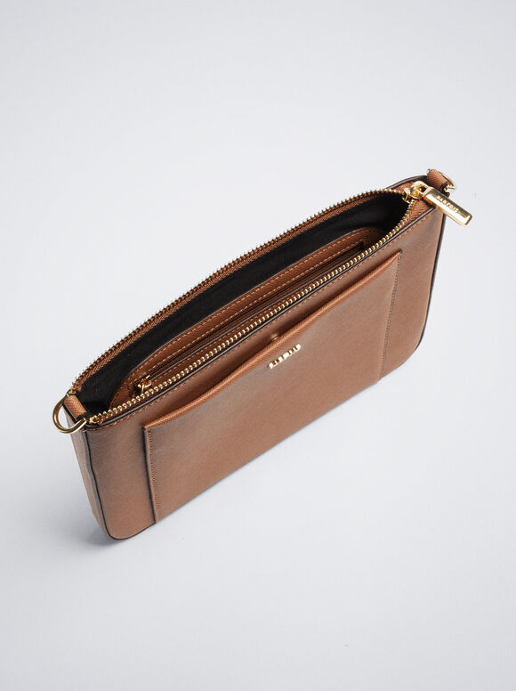 Bolso Bandolera Com Bolsillo Exterior - Camelo