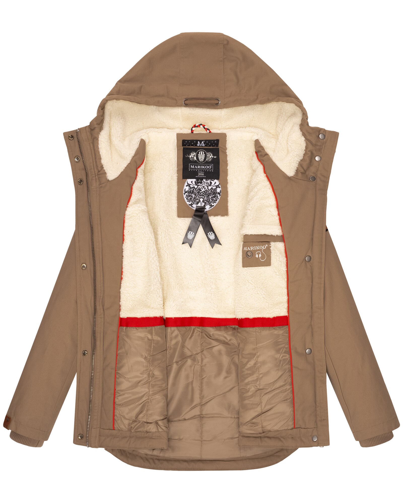 MARIKOO Damen Winterjacke Outdoor Baumwolljacke mit Kapuze Bikoo