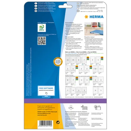 HERMA Ordneretiketten A4, 192 x 25,4 mm, weiß, blickdicht, permanent haftend, für schmale Ordner (kurz)