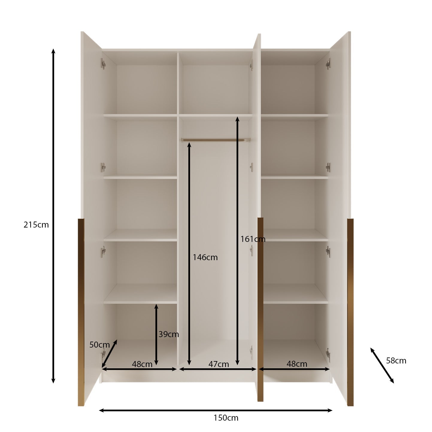 Meubella - Kledingkast Sabre - Beige - 150 cm