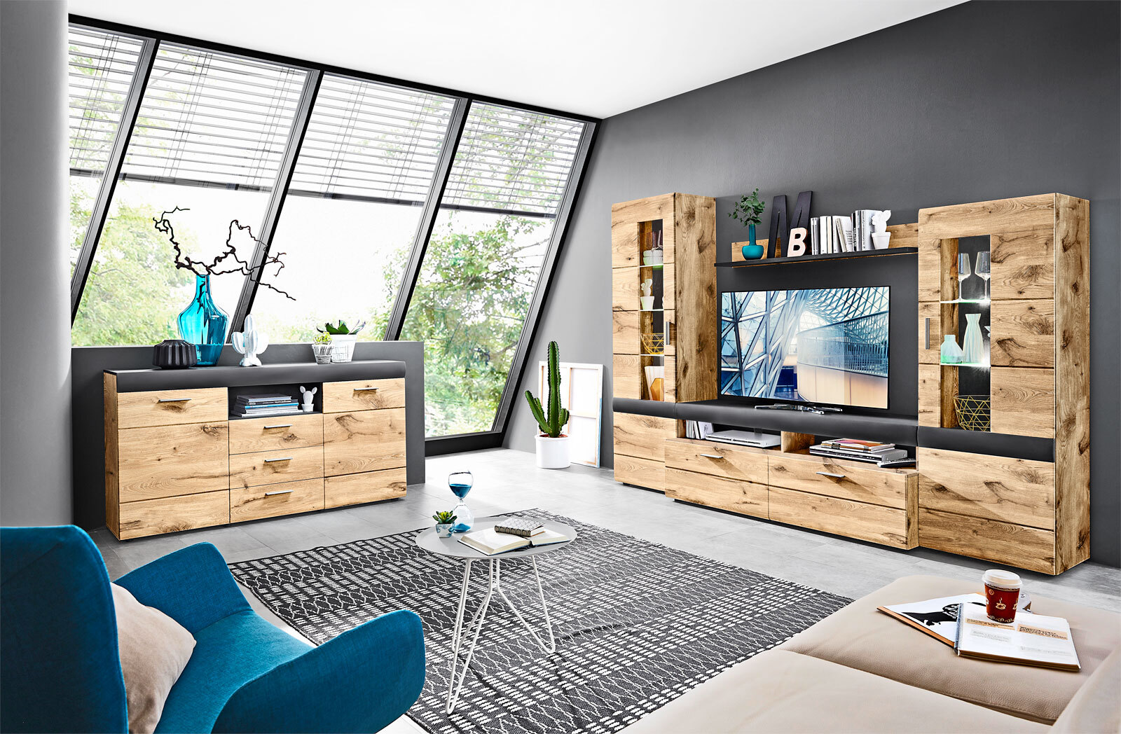 CASAVANTI Sideboard CANNES 160 x 89 cm Viking Oak/ Graphit