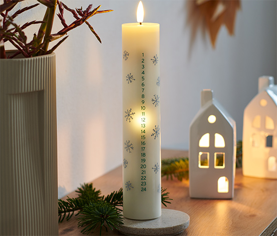 LED-Echtwachs-Adventskalenderkerze