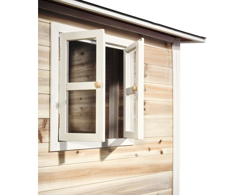 EXIT Loft 500 paalwoning, 328 x 185 x 255 cm, natuurlijk hout, met zandbak en glijbaan