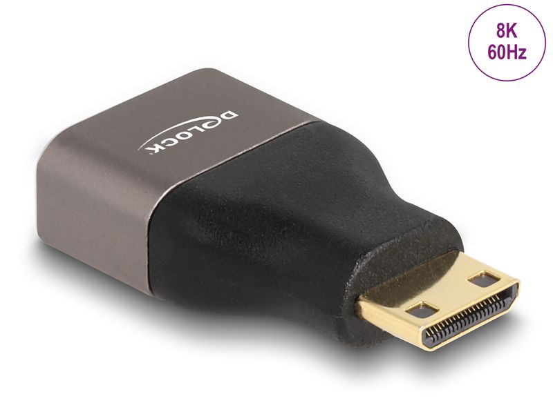 Delock Adapter 8K 60 Hz HDMI - Mini-HDMI (HDMI-C) Delock HDMI Adapter Mini-C Stecker zu A Buchse 8K 60 Hz grau Metall